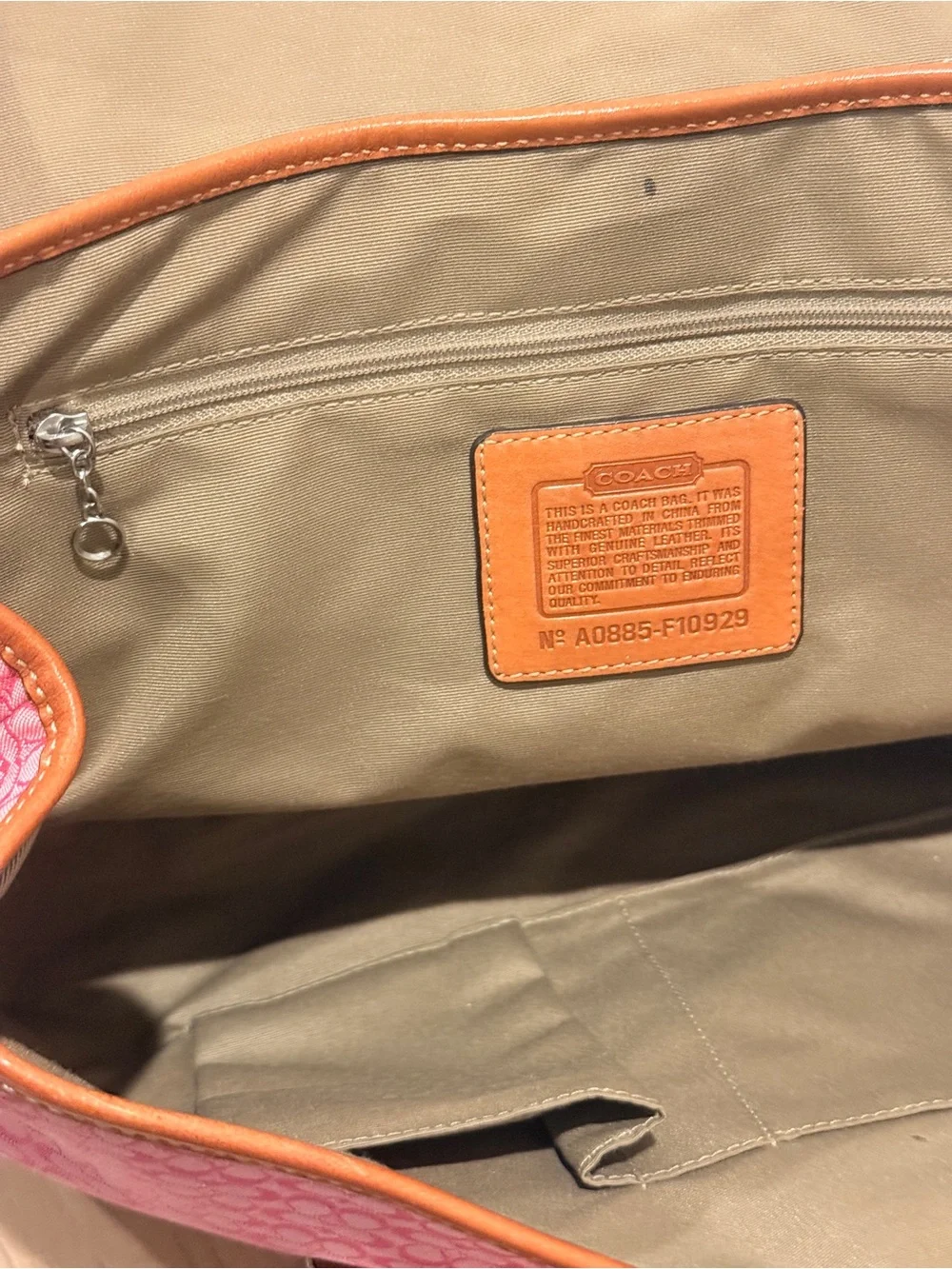 Coach Y2K Pink Canvas and Tan Leather Shoulder Satchel
